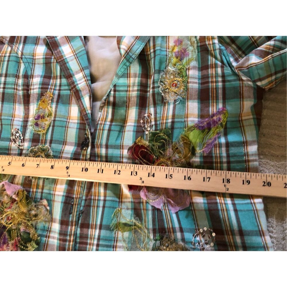 Plaid Blazer with Floral Embroidery - Picture 8 of 13